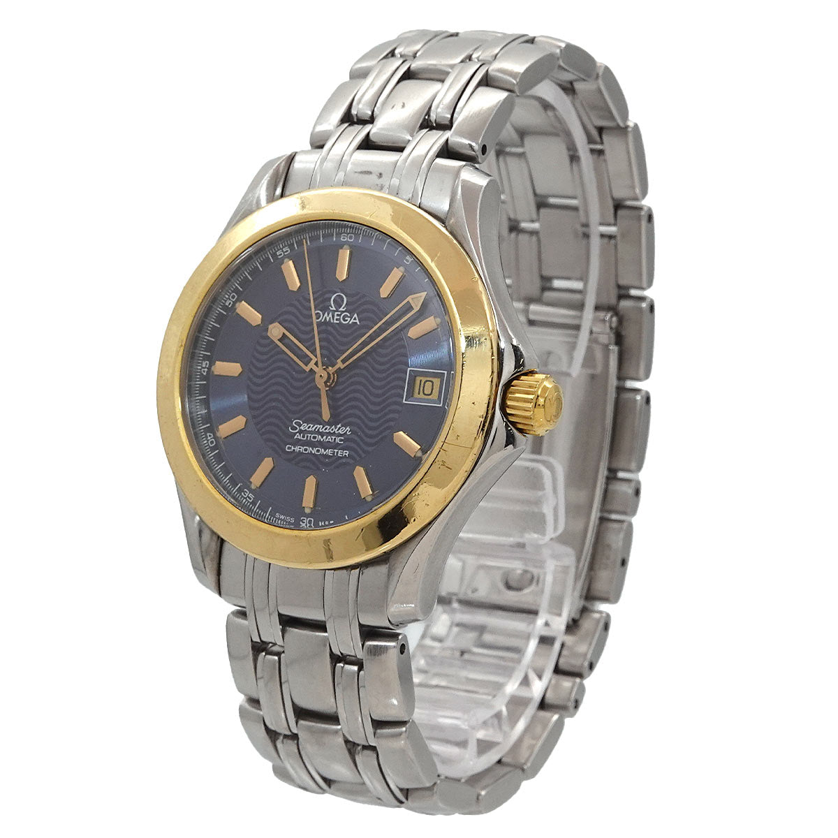 Seamaster Automatic Yellow Gold Blue Dial Mens Watch