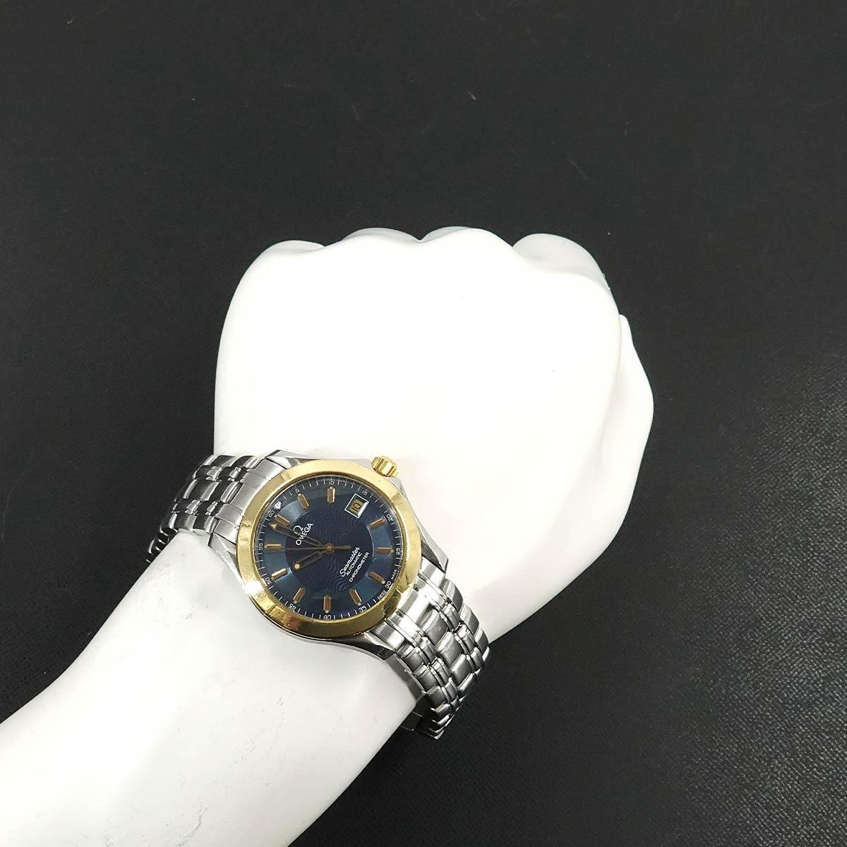 Seamaster Automatic Yellow Gold Blue Dial Mens Watch