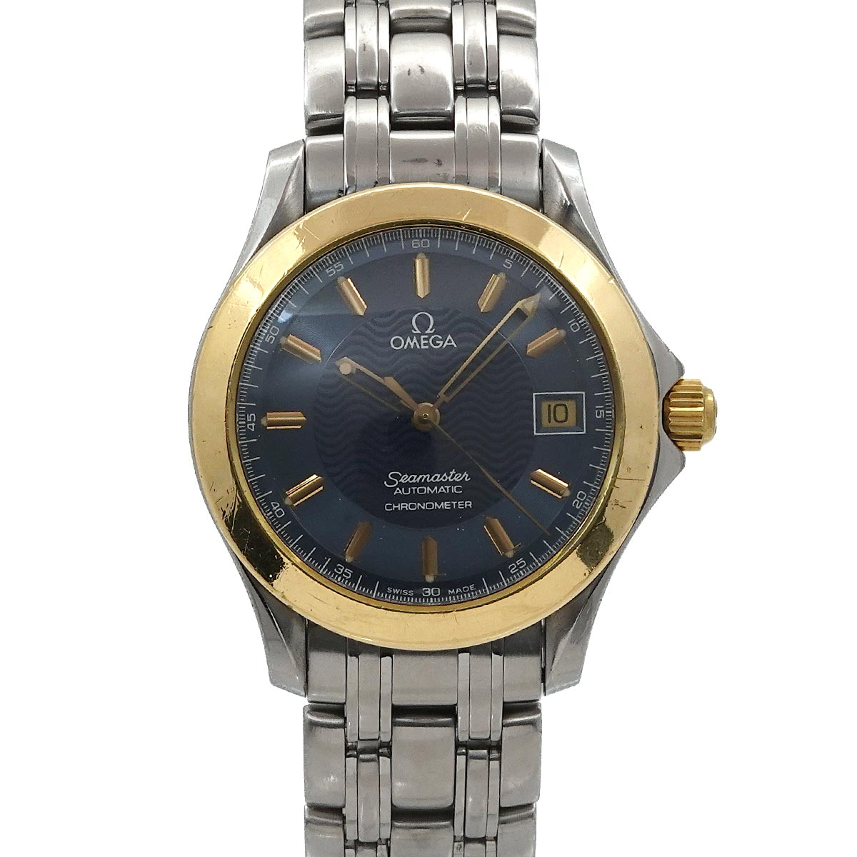 Seamaster Automatic Yellow Gold Blue Dial Mens Watch