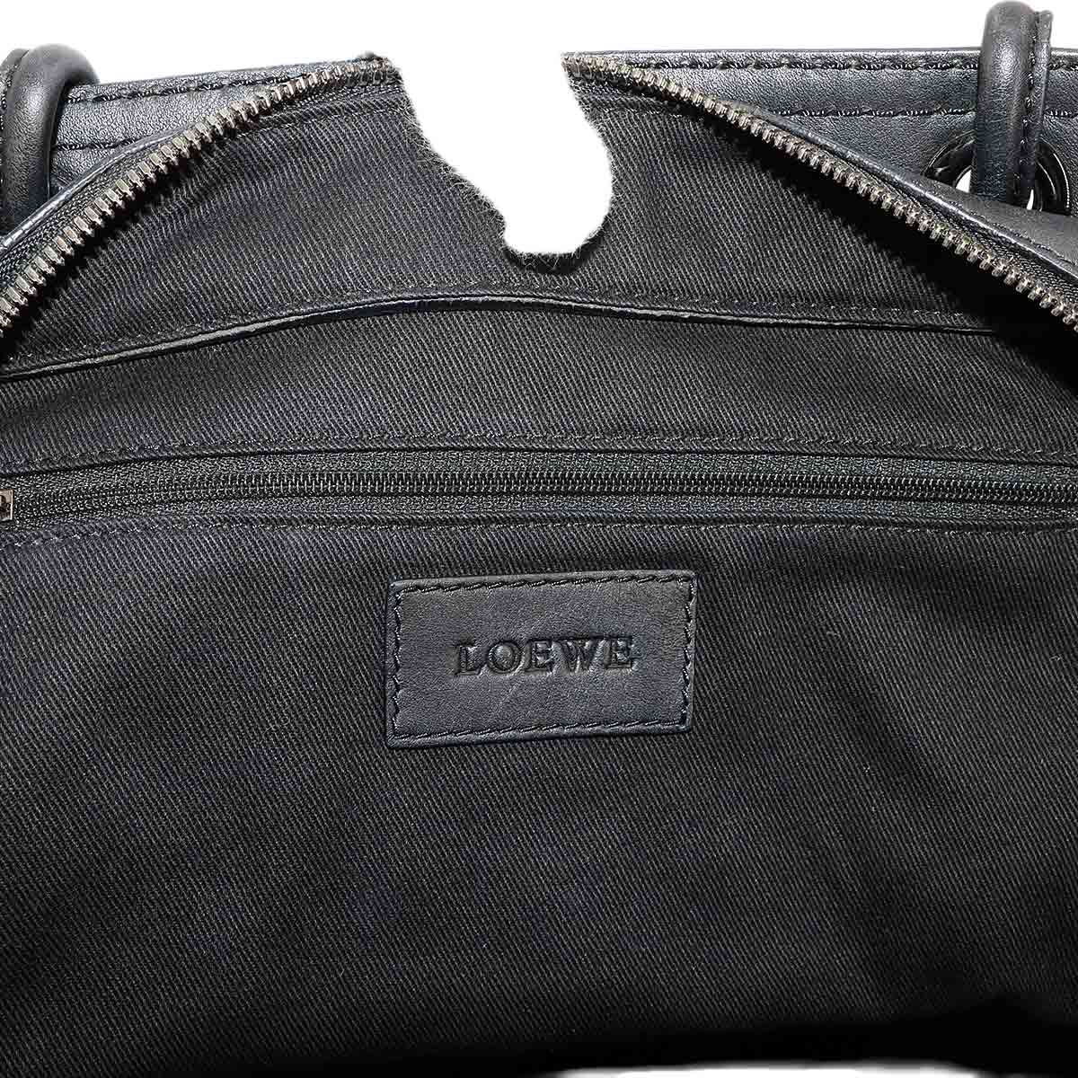 Shopper Tote Bag Leather Black Studs Purse