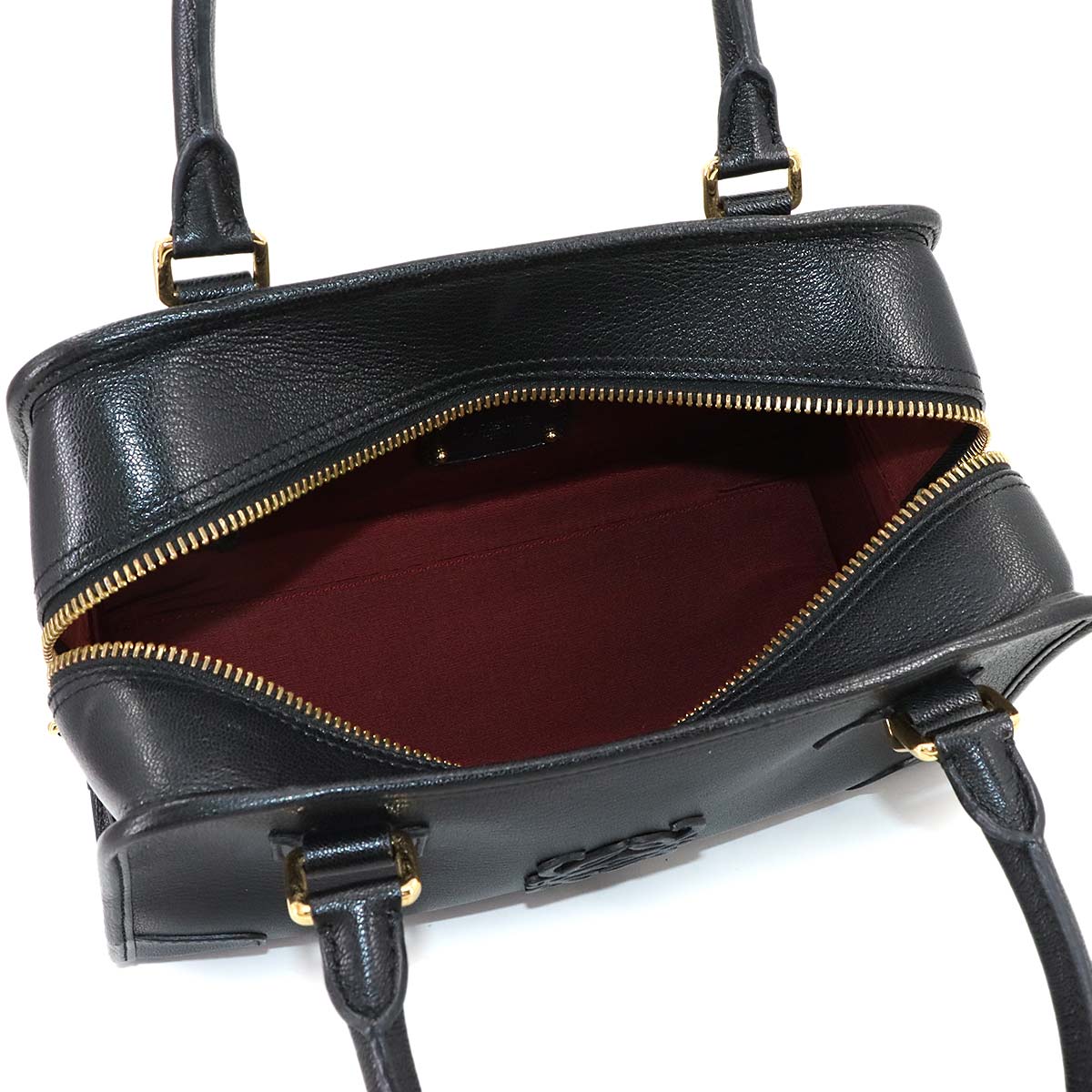 Amazona 28 Hand Bag Leather Black Anagram Purse