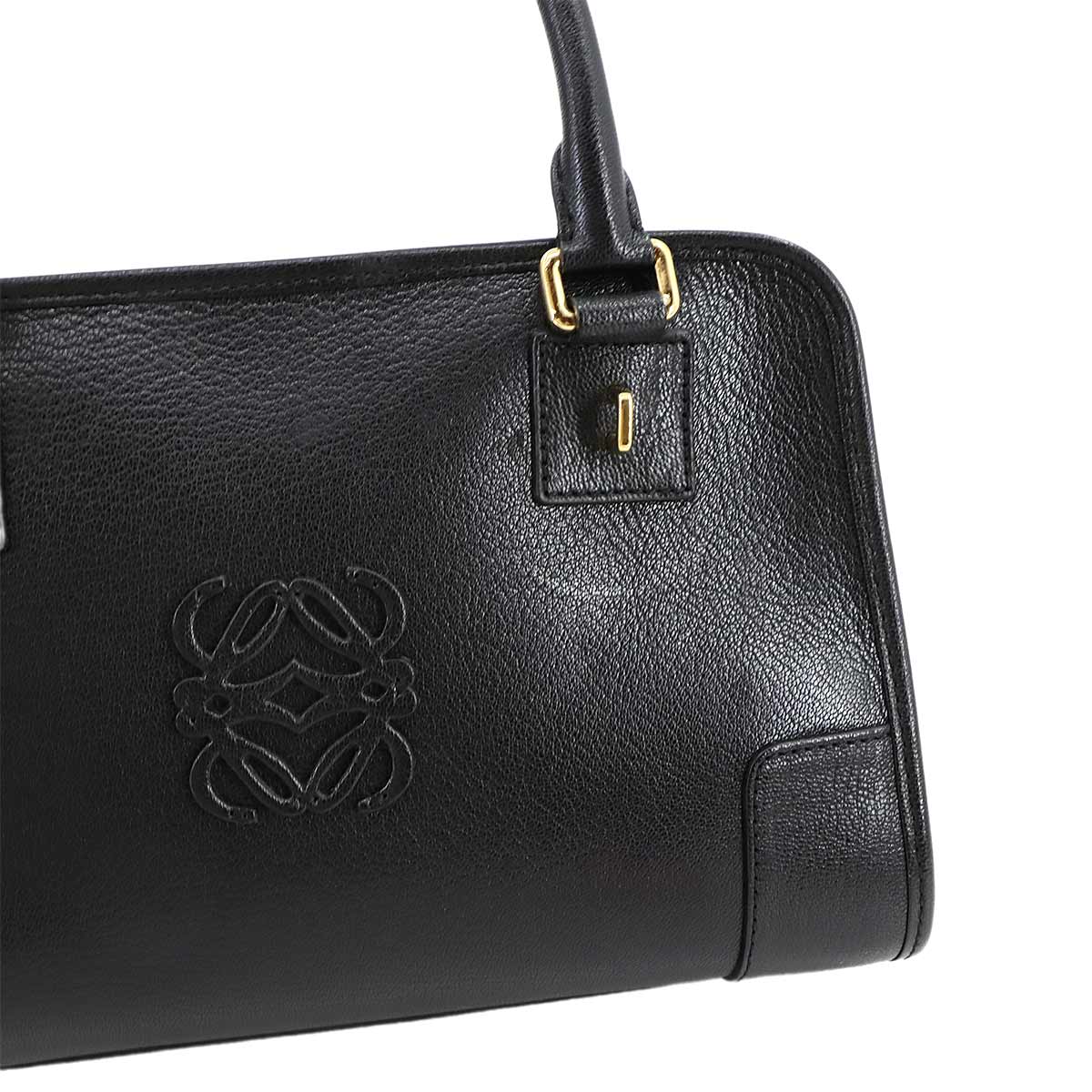 Amazona 28 Hand Bag Leather Black Anagram Purse