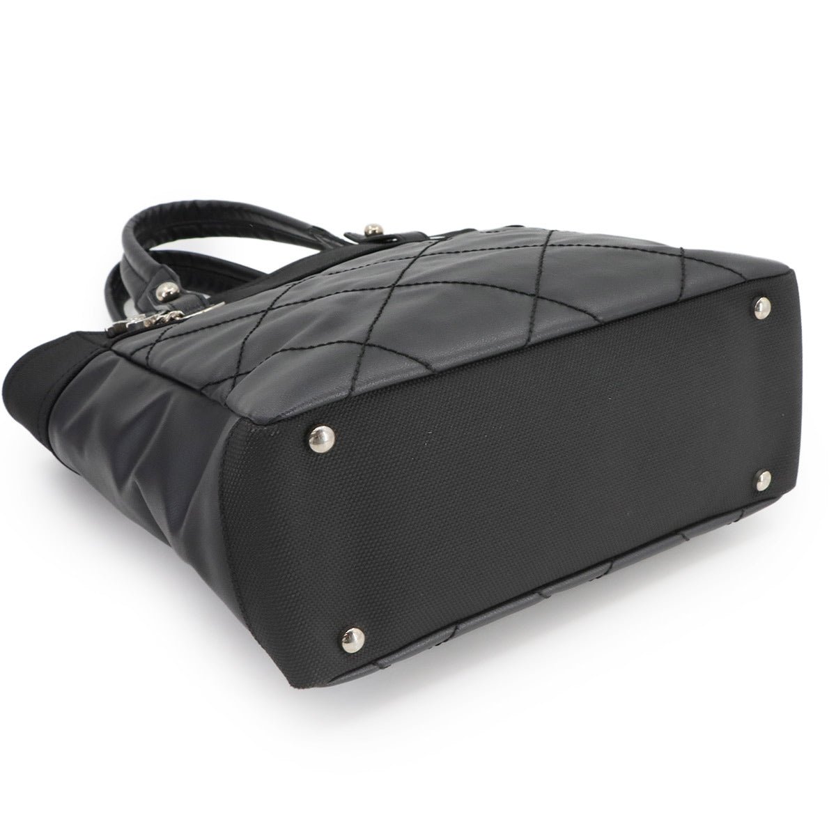 Paris Biarritz PM Tote Bag PVC Nylon Leather Black A34208 Purse