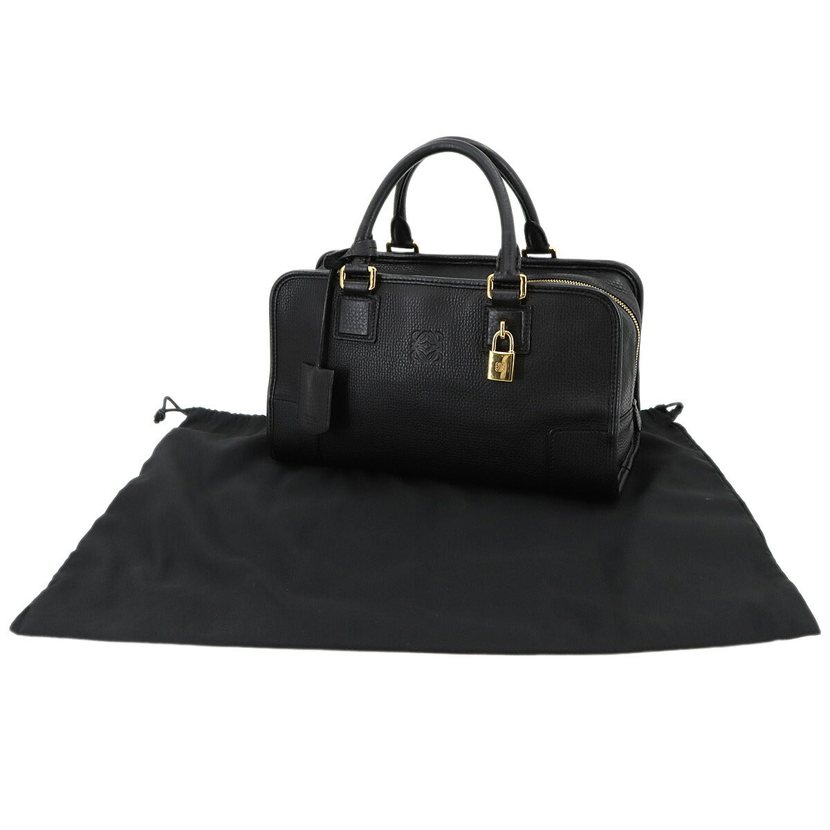 LOEWE Amazona 28 Hand Bag Leather Black Anagram Purse