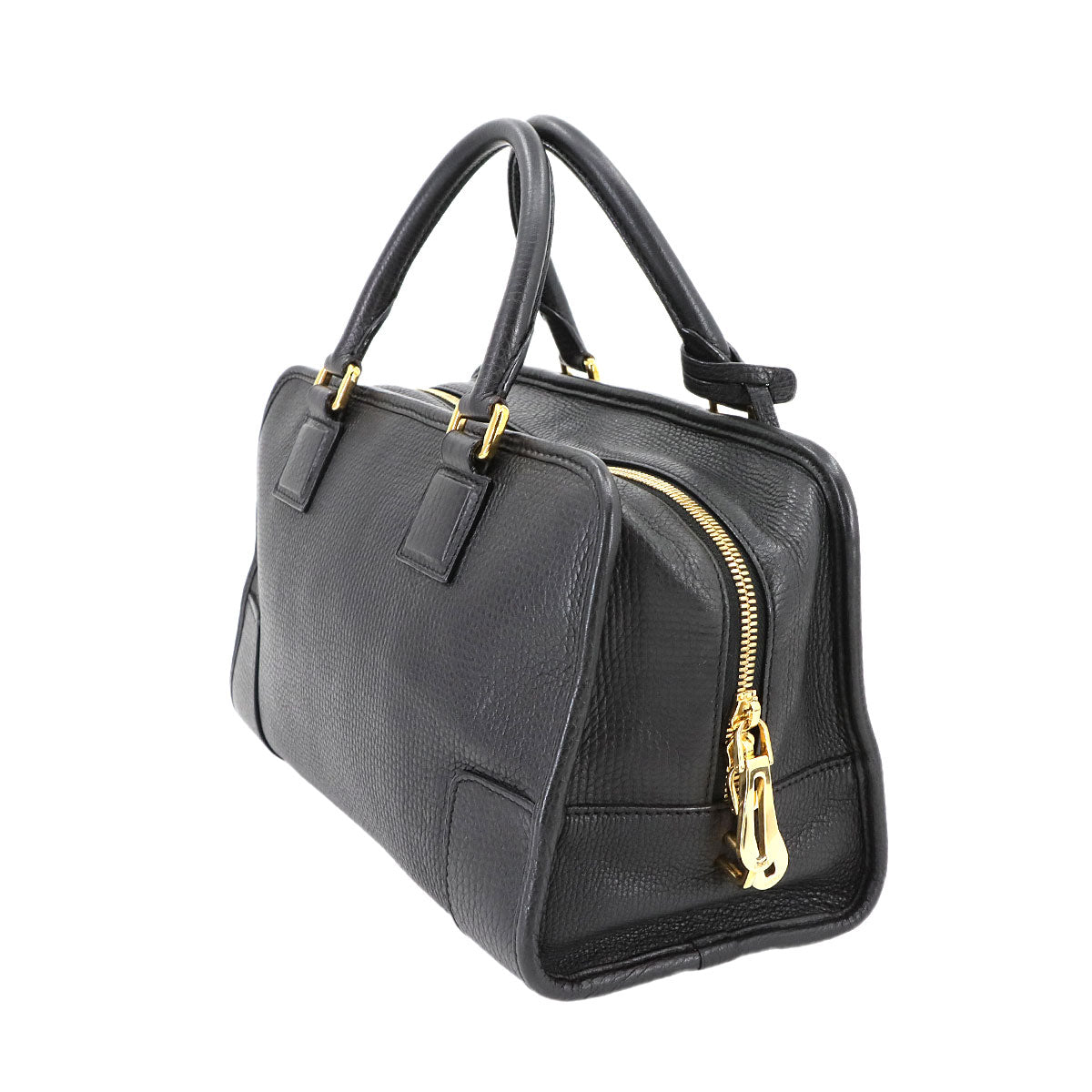 LOEWE Amazona 28 Hand Bag Leather Black Anagram Purse