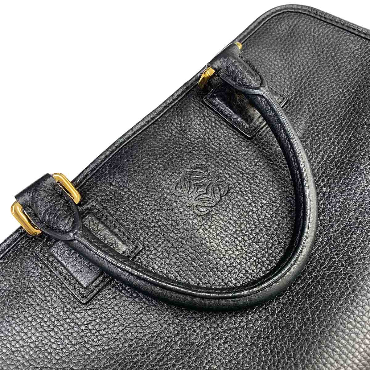 LOEWE Amazona 28 Hand Bag Leather Black Anagram Purse