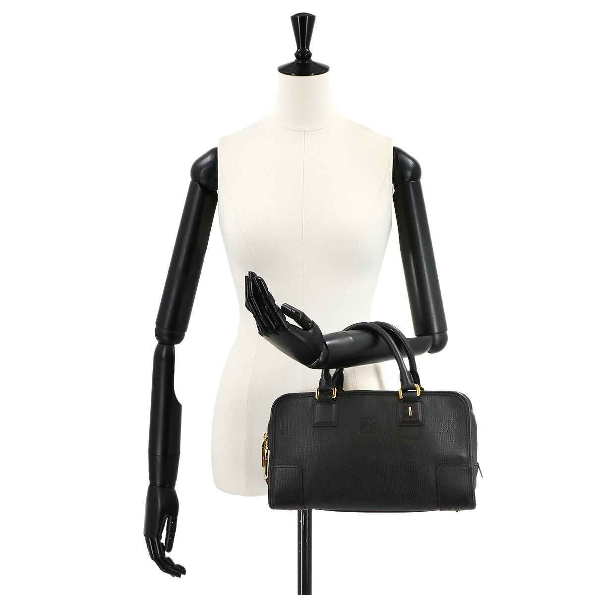 LOEWE Amazona 28 Hand Bag Leather Black Anagram Purse