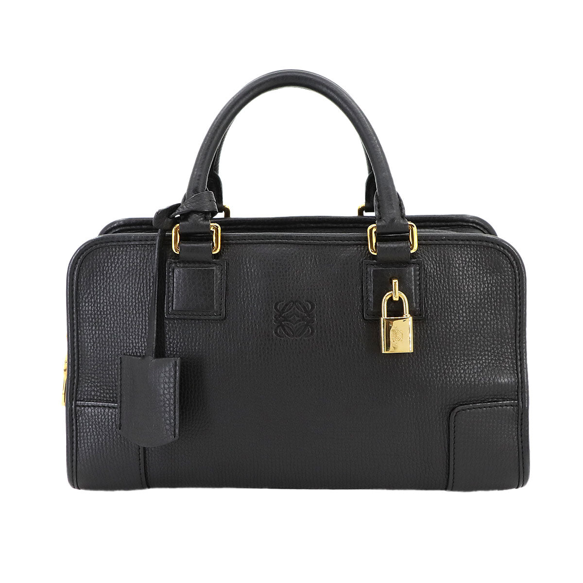 LOEWE Amazona 28 Hand Bag Leather Black Anagram Purse