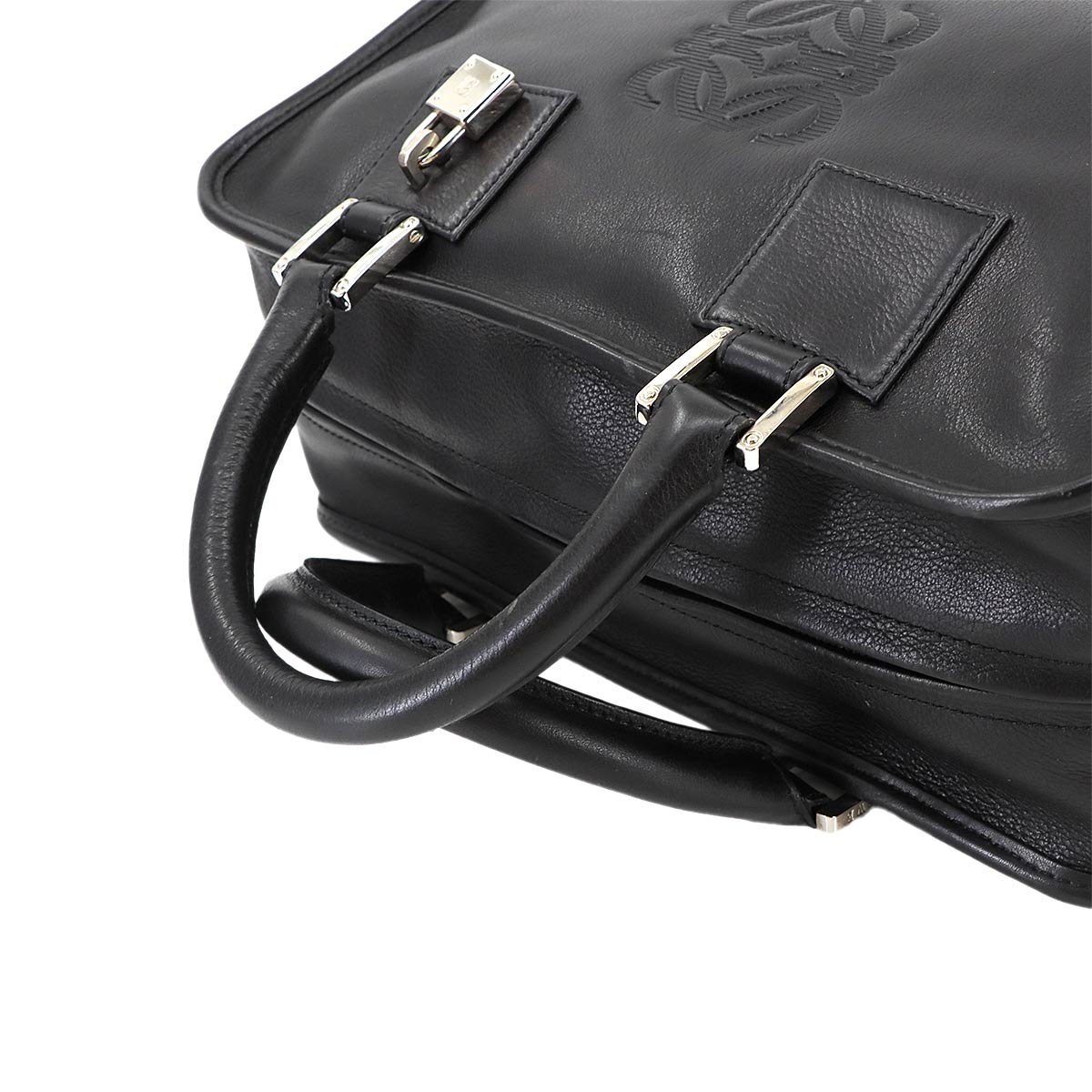 Amazona 28 Hand Bag Leather Black Anagram Purse