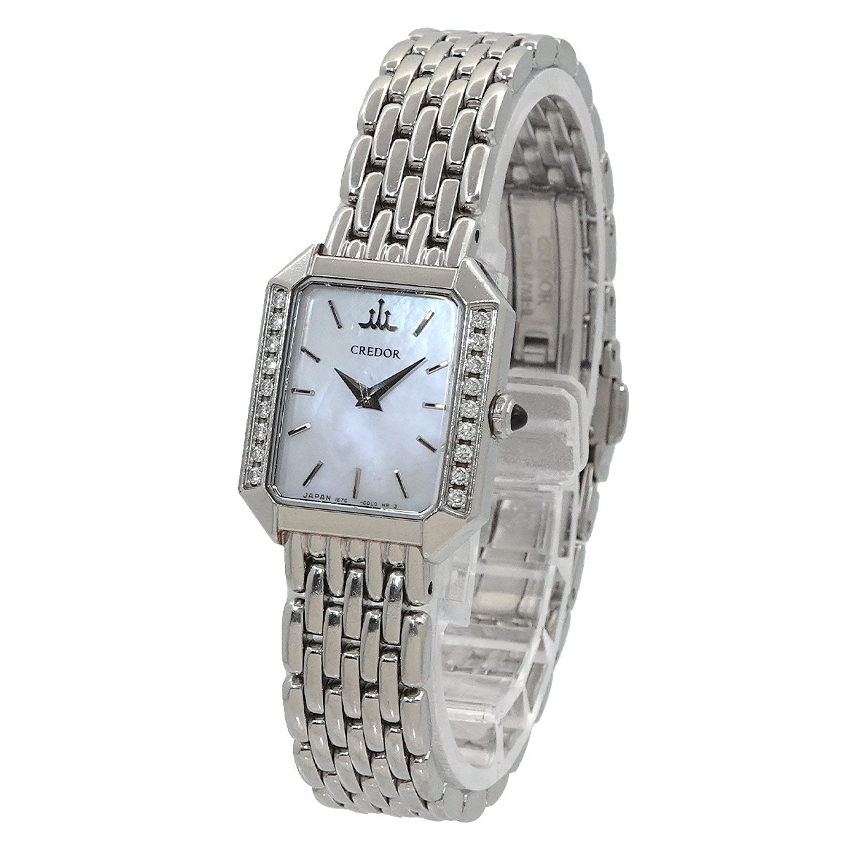 CREDOR Signo GSTE889 White Shell Dial Diamond Bezel Ladies