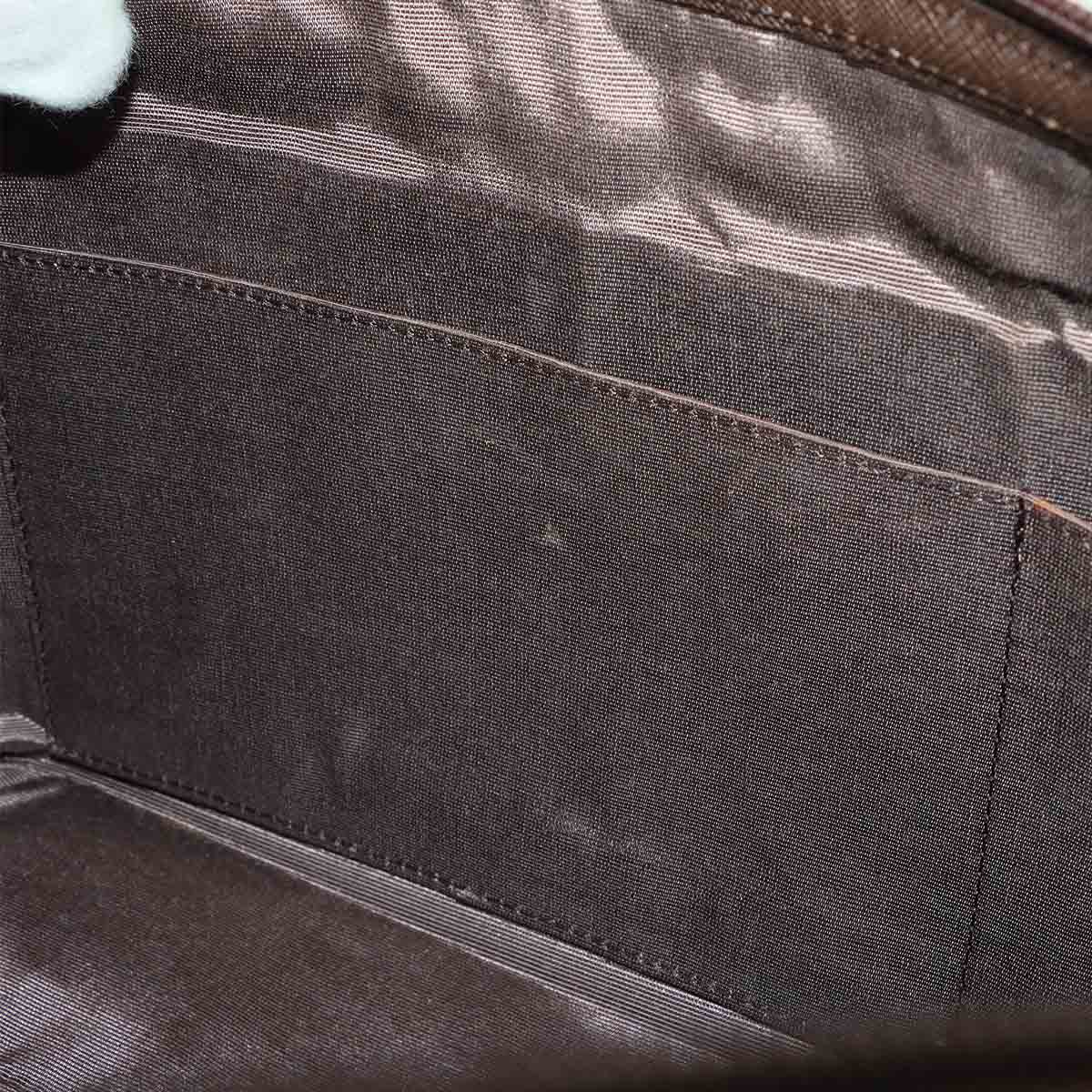 Plaid Hand Bag Canvas Leather Beige Brown Purse