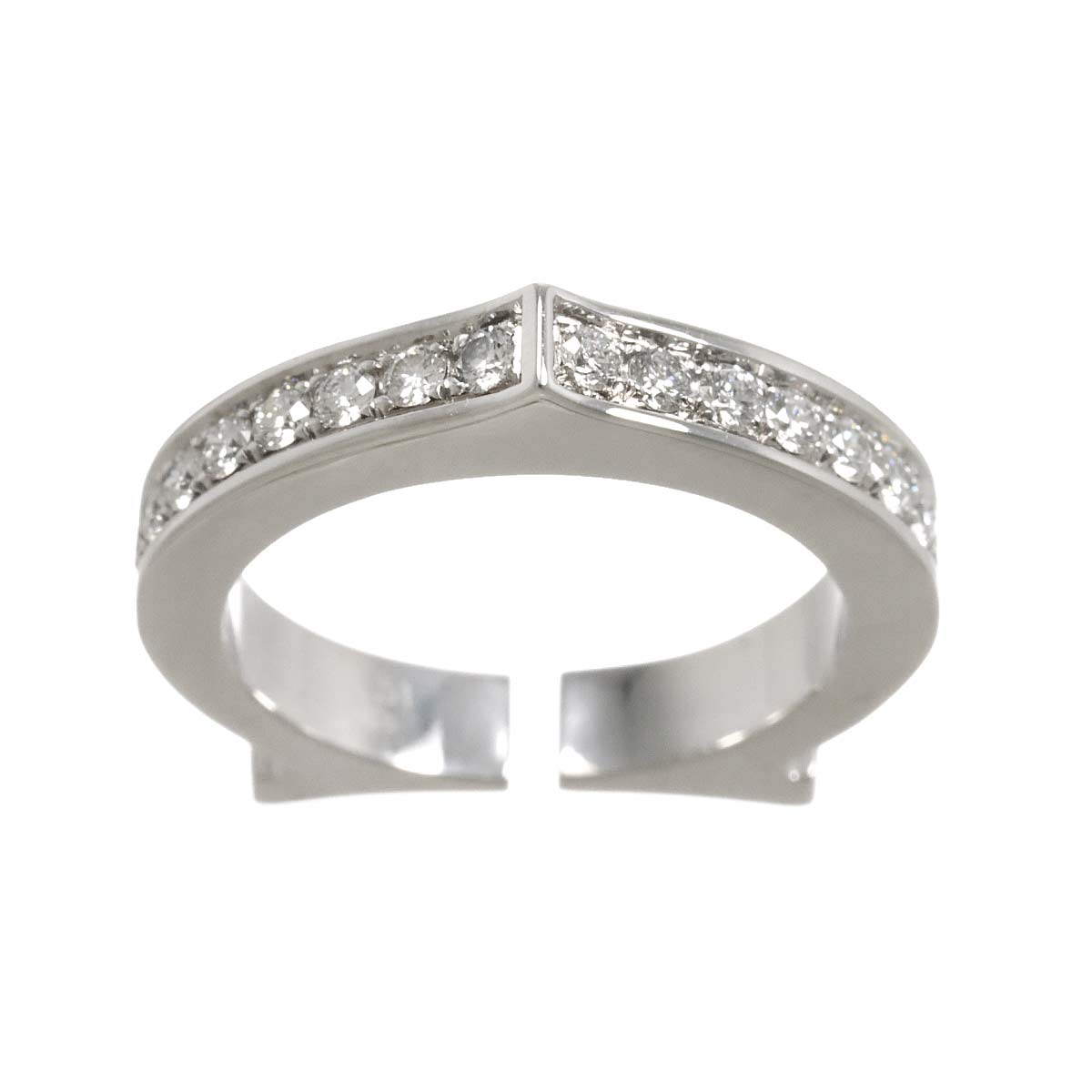 C flat Diamond Ring 18K White Gold 750 size51 5.25-5.5(US)