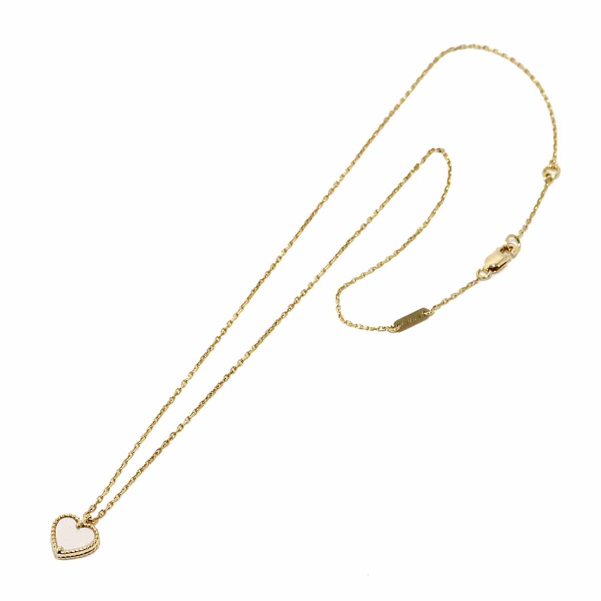 Sweet Alhambra Heart Mother of Pearl MOP Necklace 18K YG 750