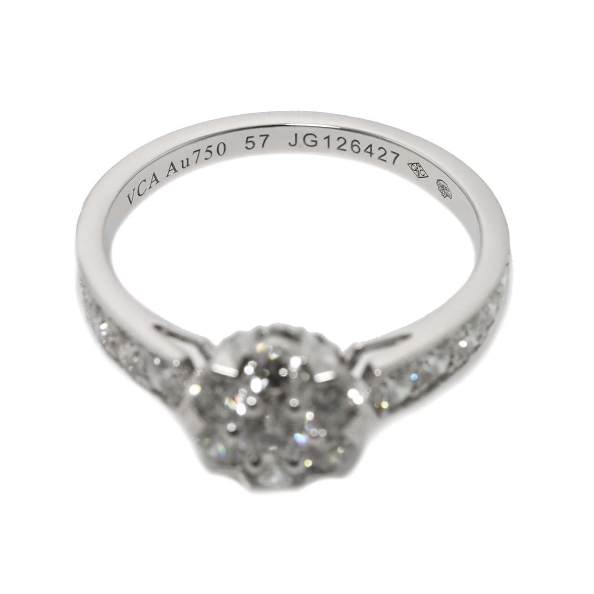 Fleurette Diamond Ring 18K WG 750 size57 7.75-8(US)