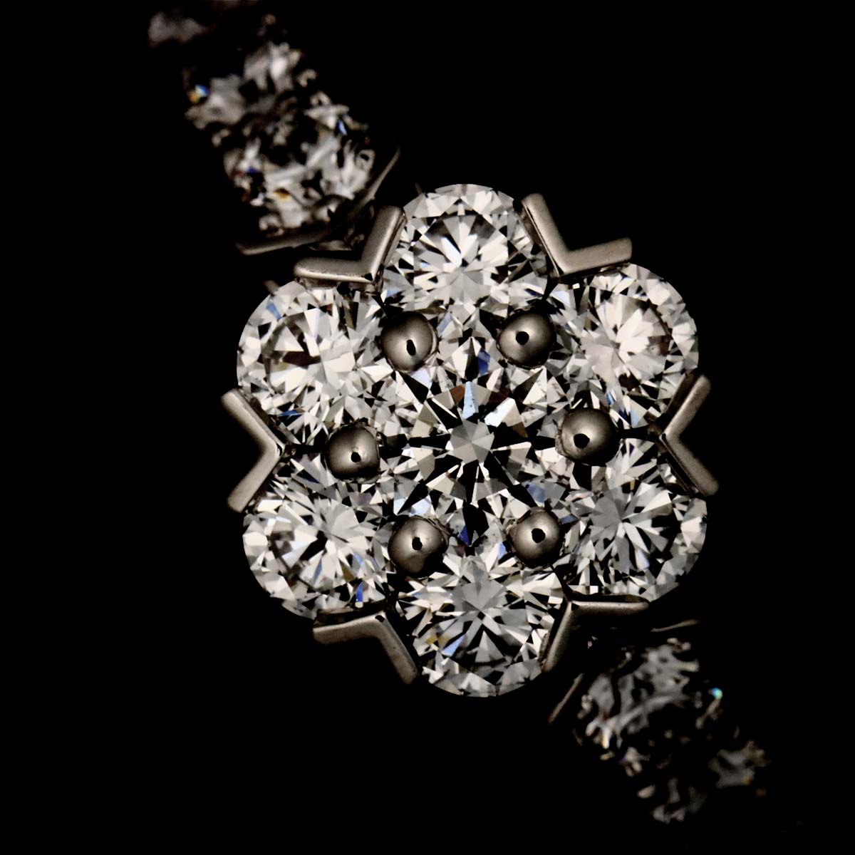Fleurette Diamond Ring 18K WG 750 size57 7.75-8(US)