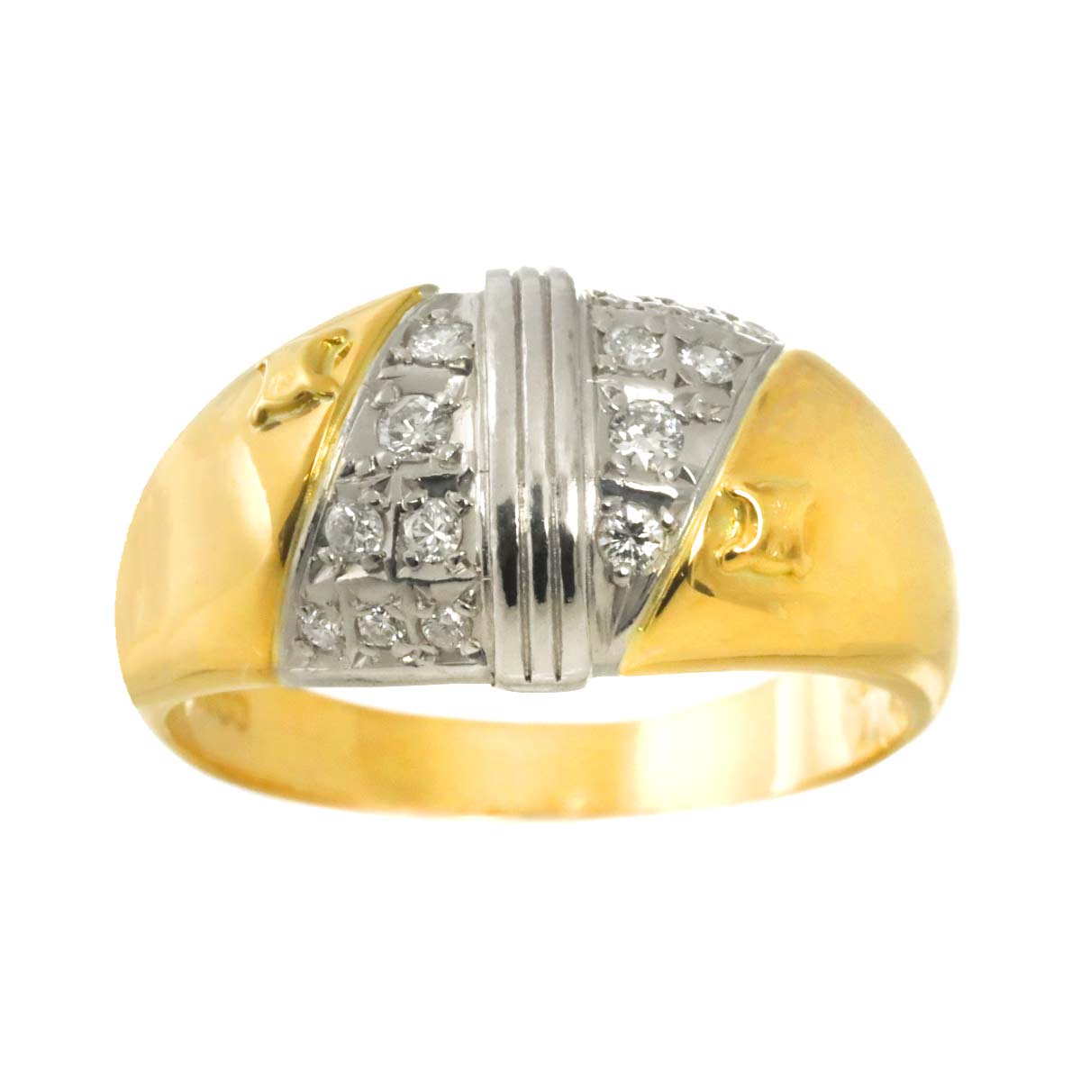 Diamond 0.18ct Ring 18K YG 750 Pt size6.5-6.75(US)