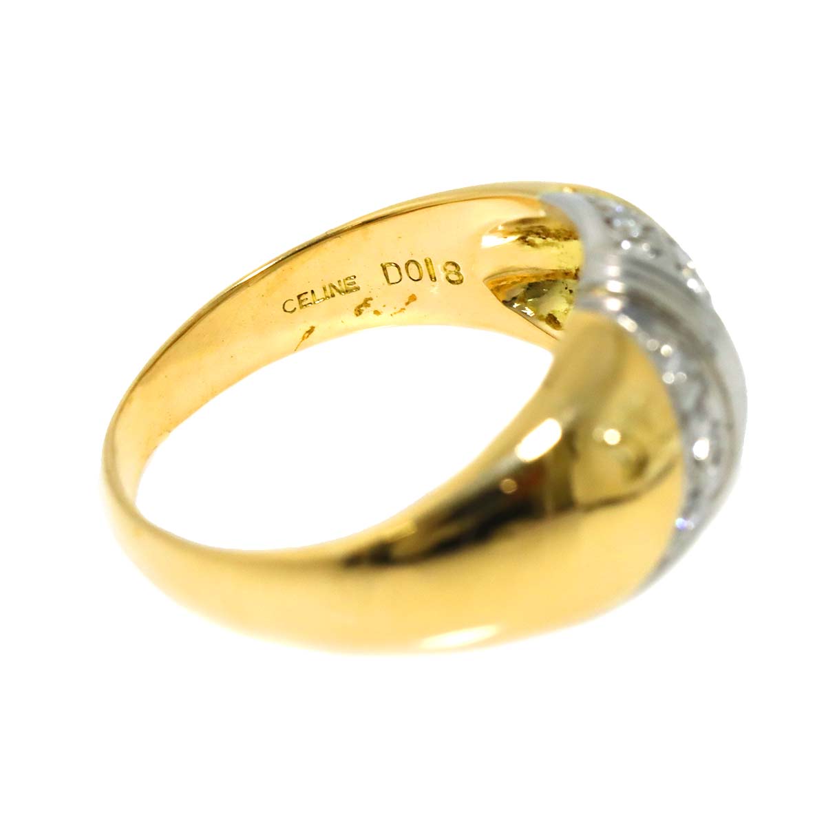 Diamond 0.18ct Ring 18K YG 750 Pt size6.5-6.75(US)