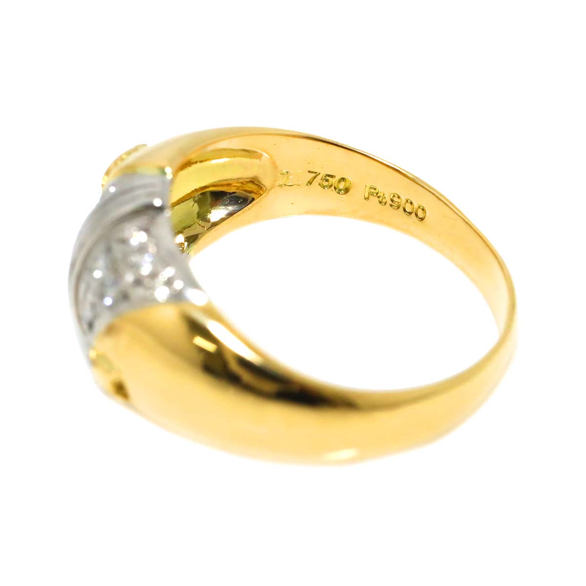 Diamond 0.18ct Ring 18K YG 750 Pt size6.5-6.75(US)