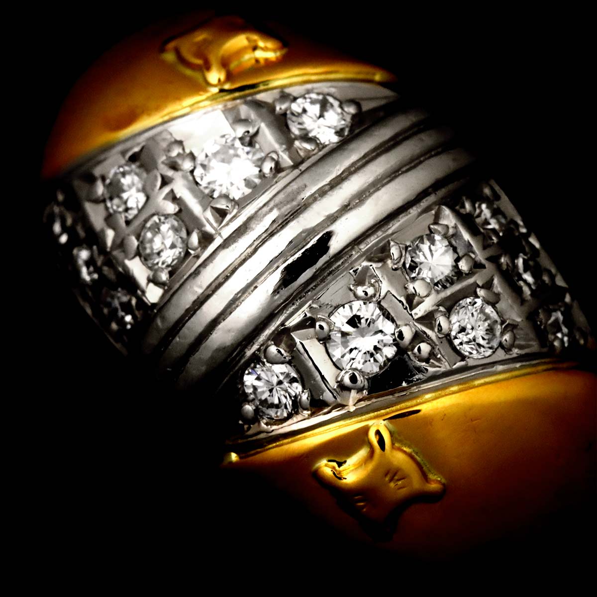 Diamond 0.18ct Ring 18K YG 750 Pt size6.5-6.75(US)