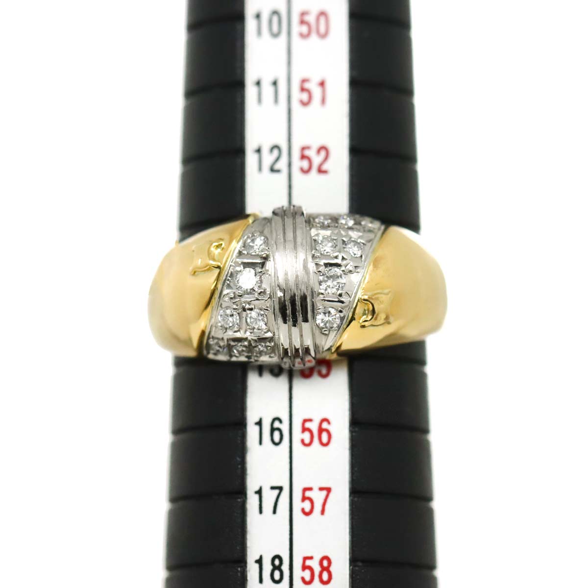 Diamond 0.18ct Ring 18K YG 750 Pt size6.5-6.75(US)