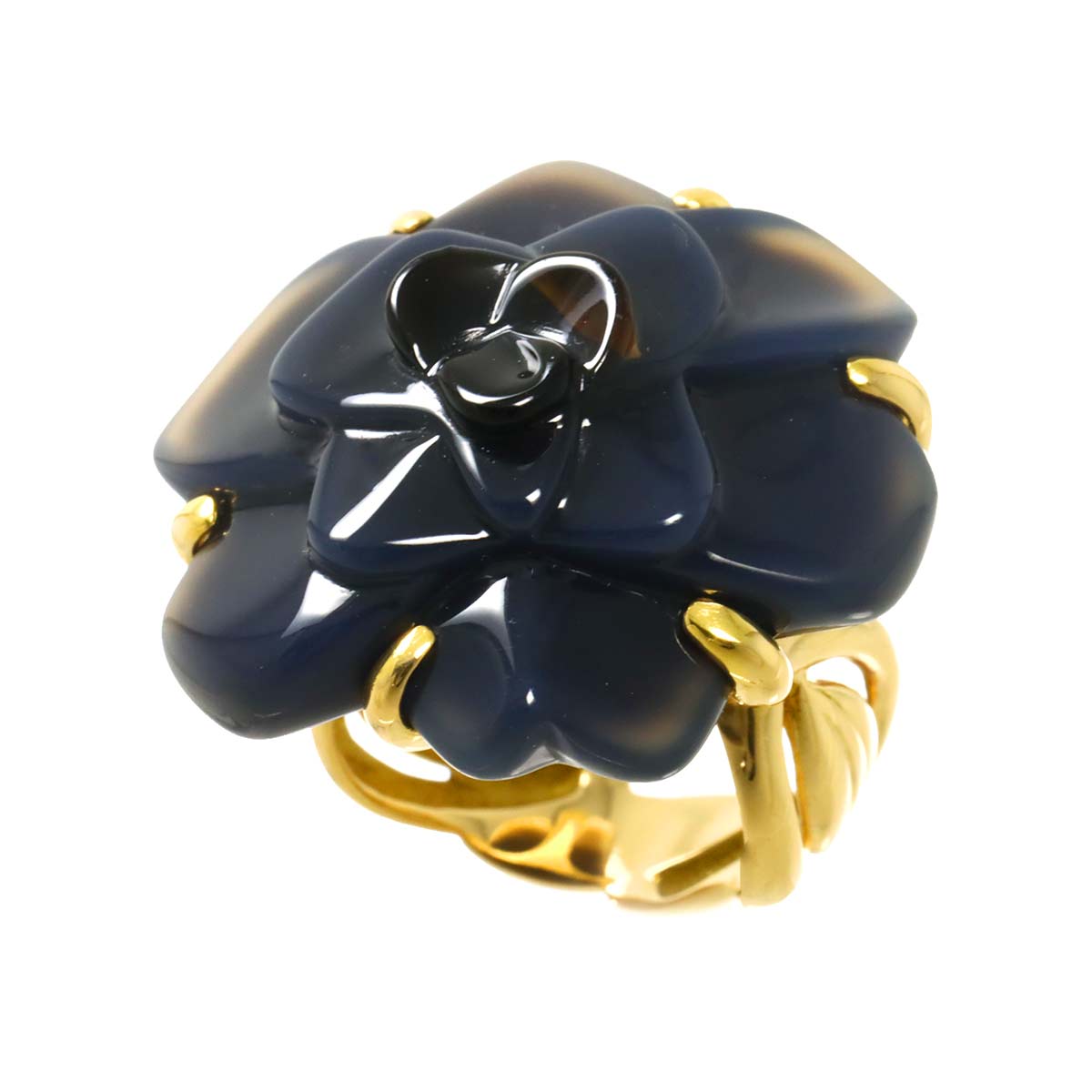 Camellia Chalcedony Ring 18K YG 750 Size6.25-6.5(US)