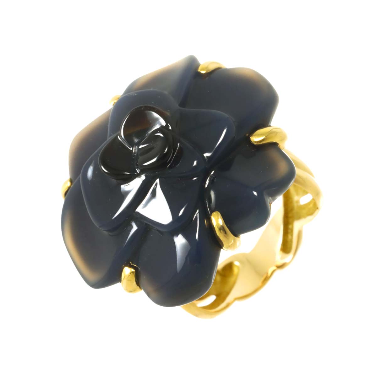 Camellia Chalcedony Ring 18K YG 750 Size6.25-6.5(US)