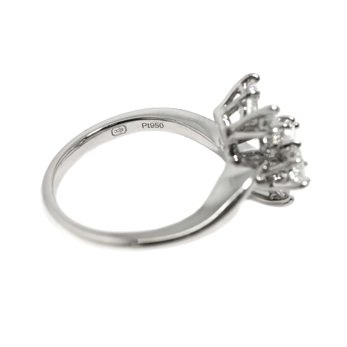 WINSTON Cluster SM Diamond Ring Pt Size5.75-6(US)
