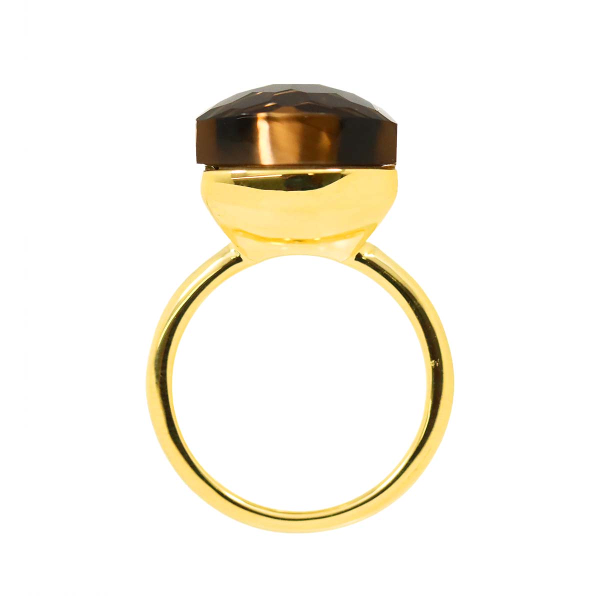 Quartz 11.50ct Ring 18K YG Yellow Gold 750 6.25-6.5(US)