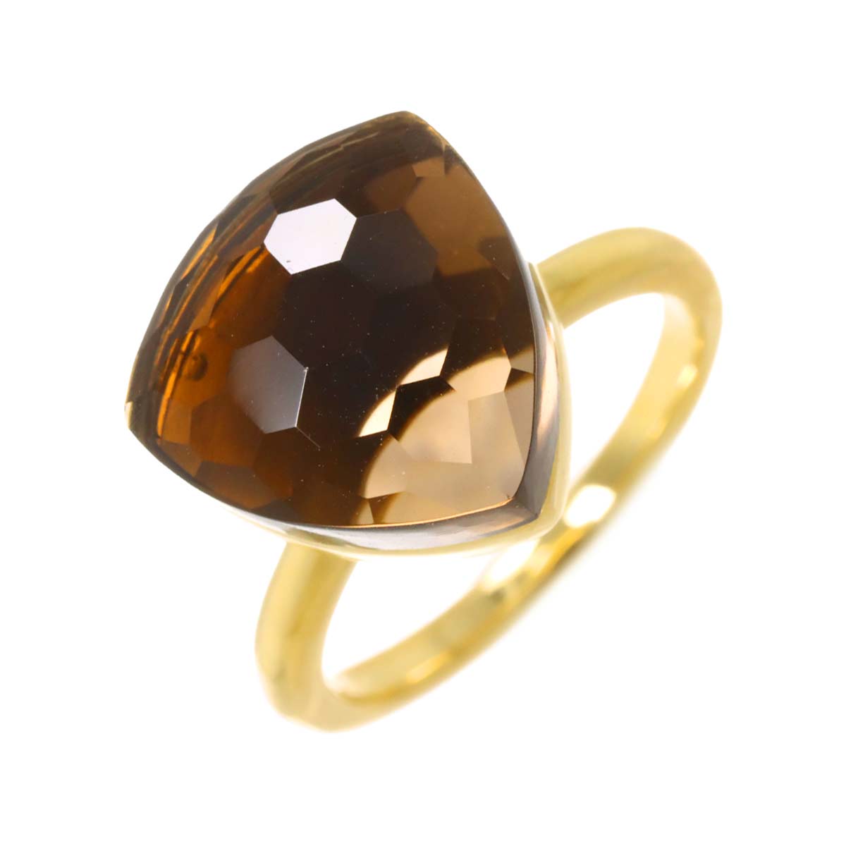 Quartz 11.50ct Ring 18K YG Yellow Gold 750 6.25-6.5(US)