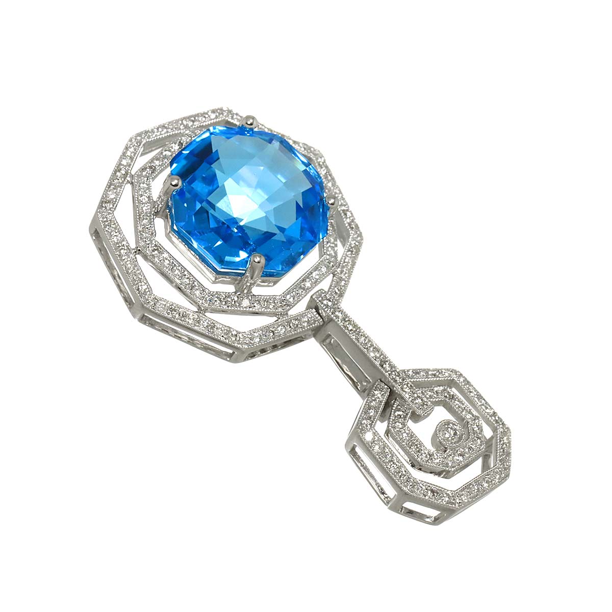 Topaz 13.67ct Diamond 0.75ct Pendant Top 18K K18 WG White Gold 750