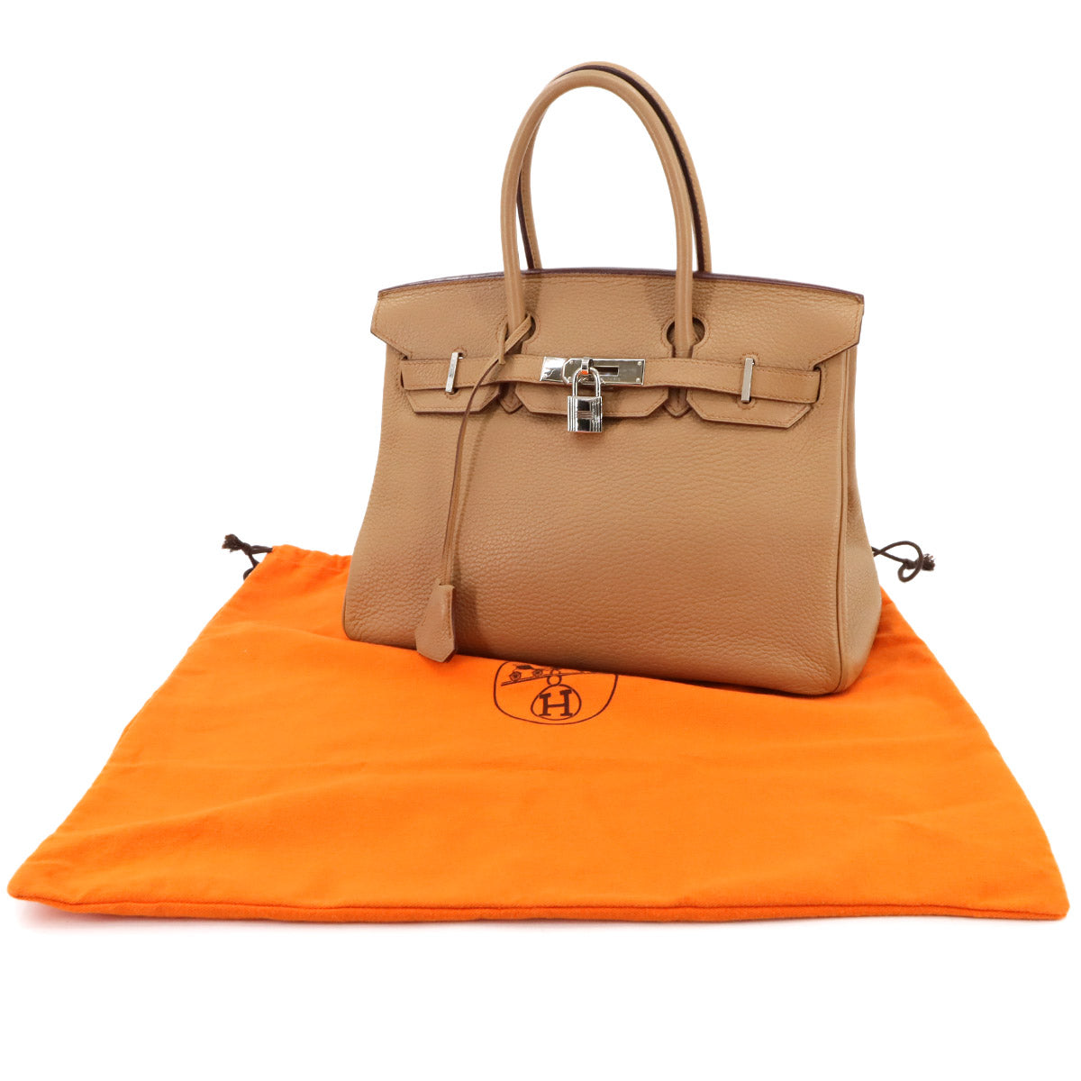 Birkin 30 Taurillon Clemence Tabac camel Hand Bag Beige