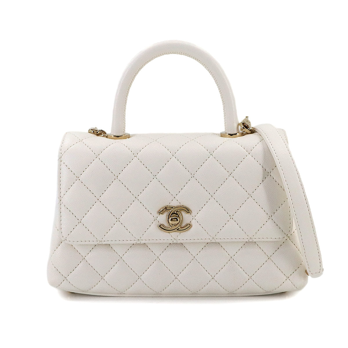 Matelasse Hand Shoulder Bag Leather White A92990