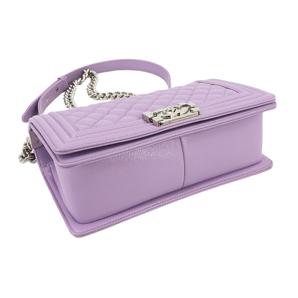 BOY CHANEL Chain Shoulder Bag Leather Purple A67086 Purse