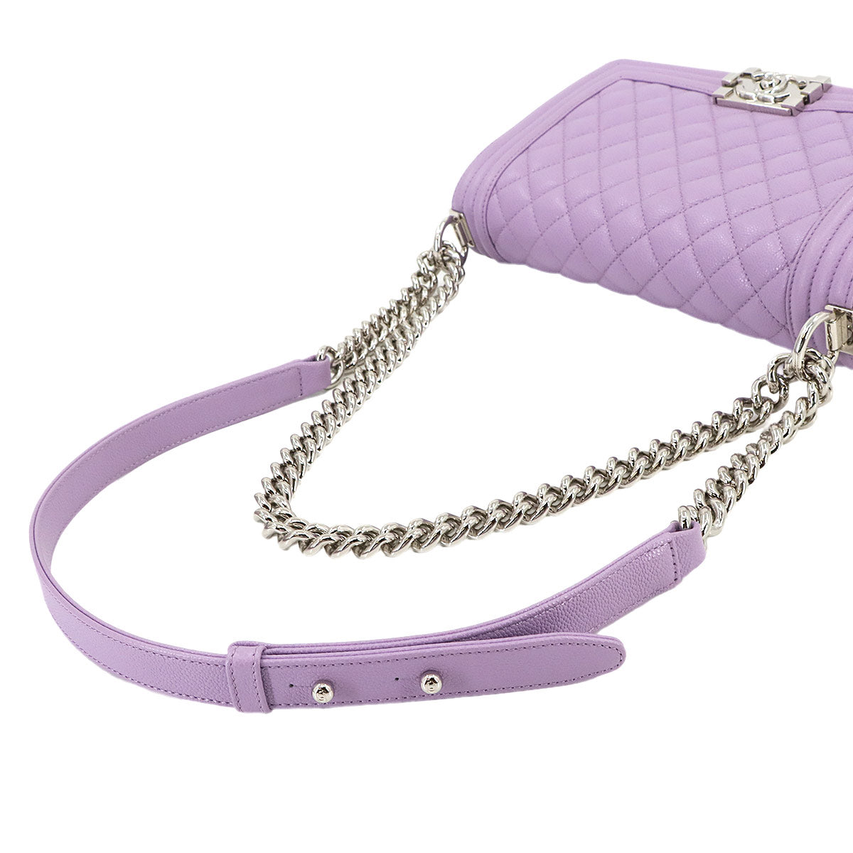 BOY CHANEL Chain Shoulder Bag Leather Purple A67086 Purse