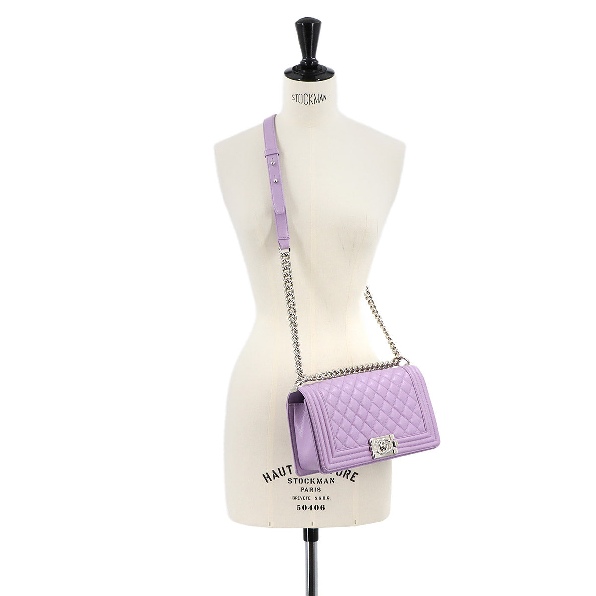 BOY CHANEL Chain Shoulder Bag Leather Purple A67086 Purse