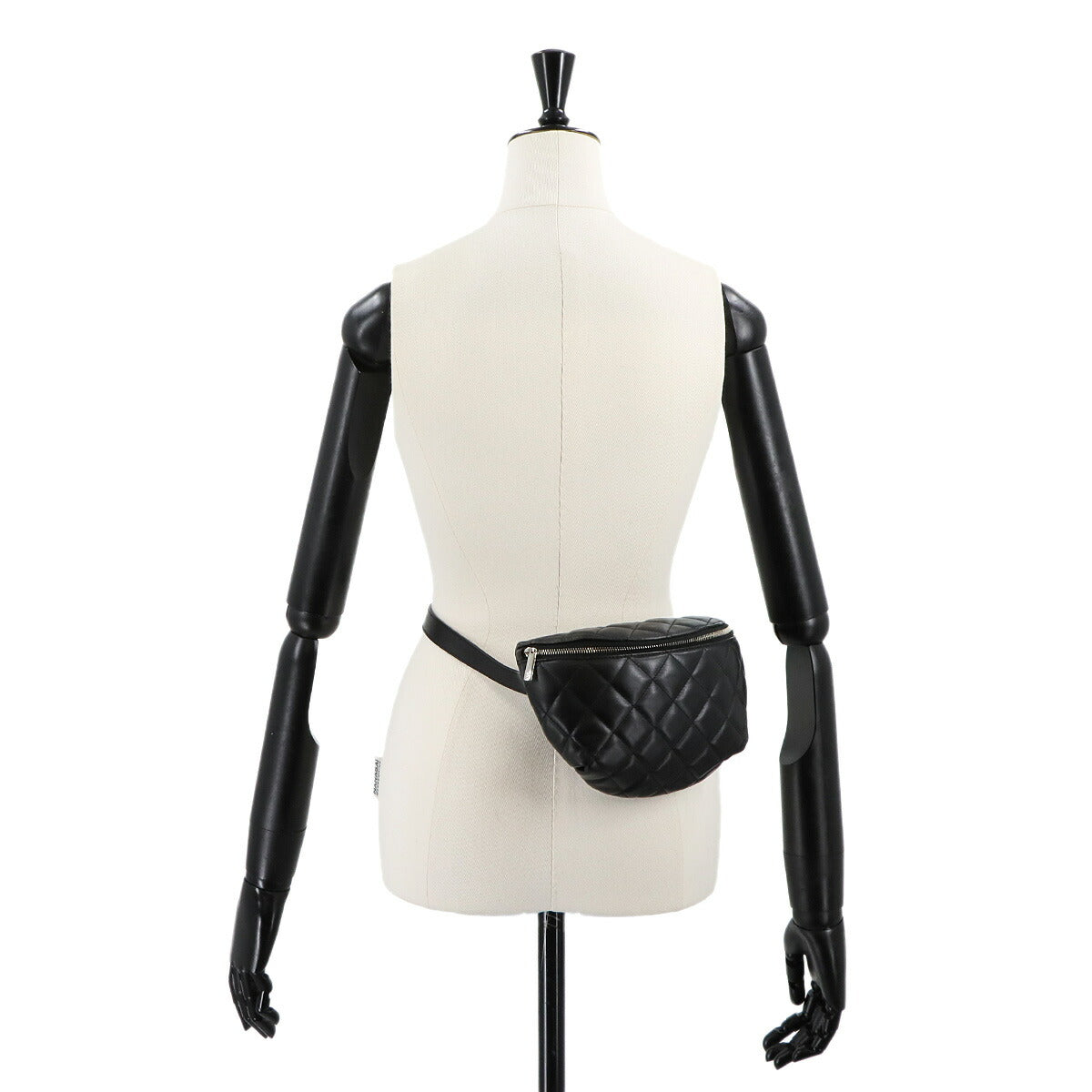 Matelasse Uniform Waist Crossbody Bag Leather Black