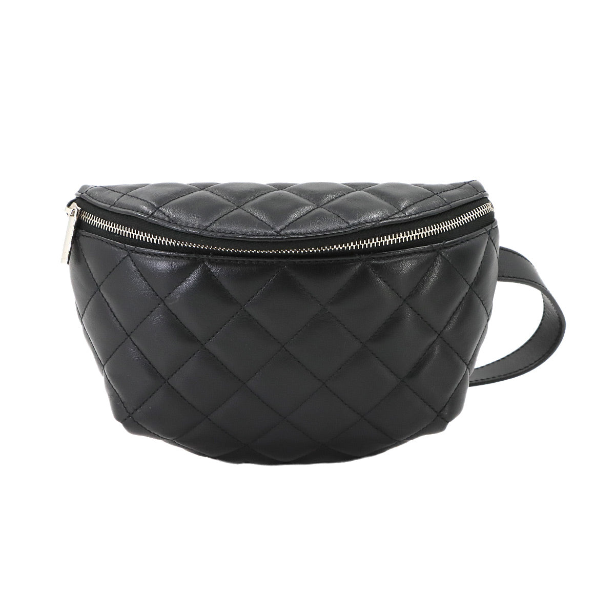 Matelasse Uniform Waist Crossbody Bag Leather Black