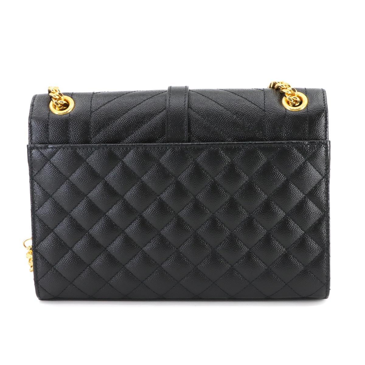 Envelope Medium Chain Shoulder Bag Leather Black 600185