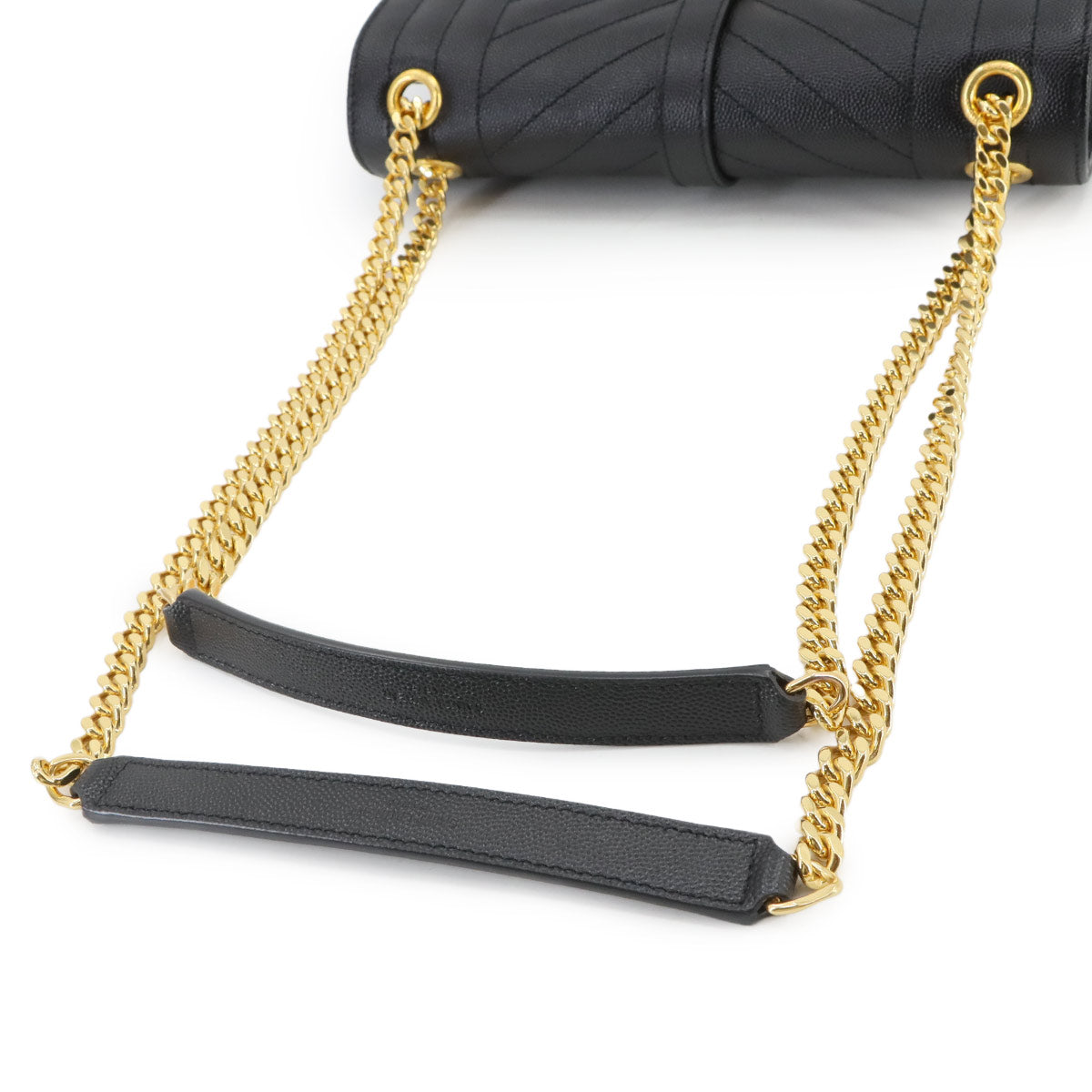 Envelope Medium Chain Shoulder Bag Leather Black 600185