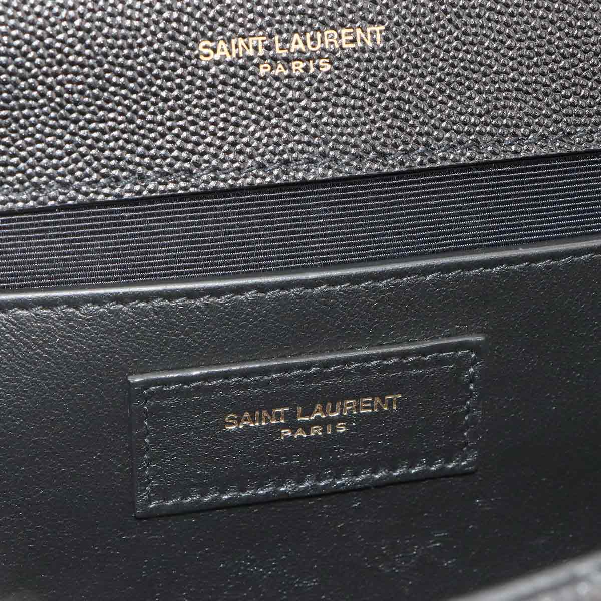 Envelope Medium Chain Shoulder Bag Leather Black 600185