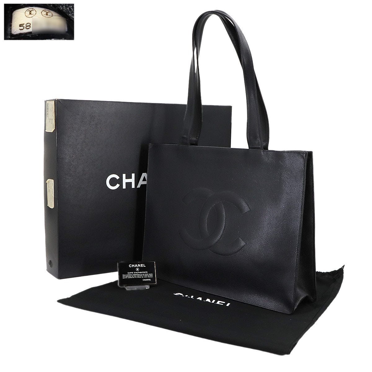 Tote Bag Leather Black Coco Logos Purse 90301203