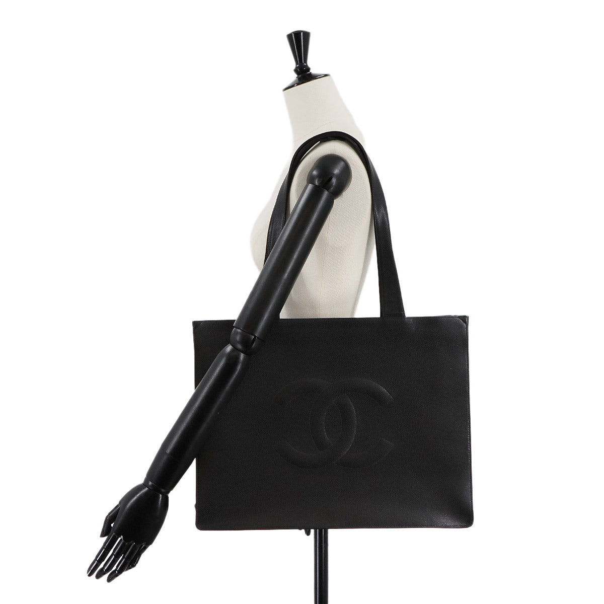 Tote Bag Leather Black Coco Logos Purse 90301203