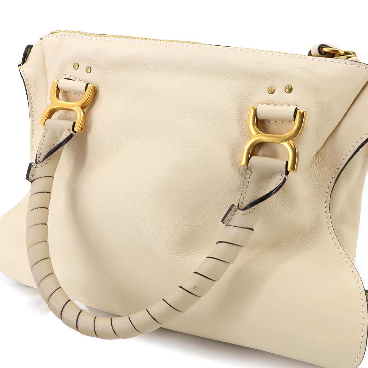 Marcie Hand Bag Leather Beige Purse