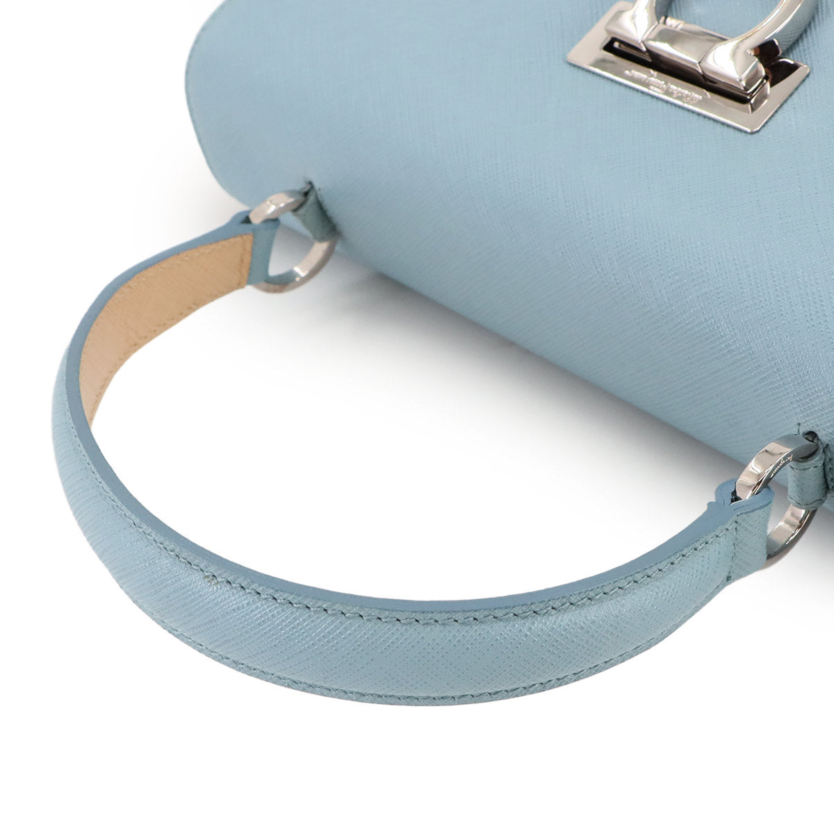 Gancini Hand Shoulder Bag Leather Light Blue