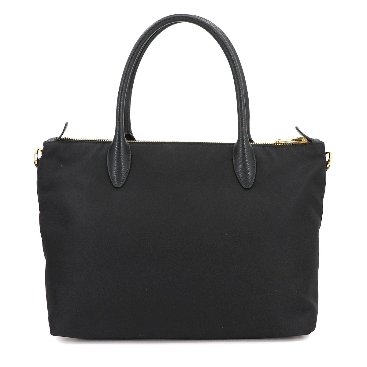 Hand shoulder Bag Nylon Saffiano Leather Black 1BA106