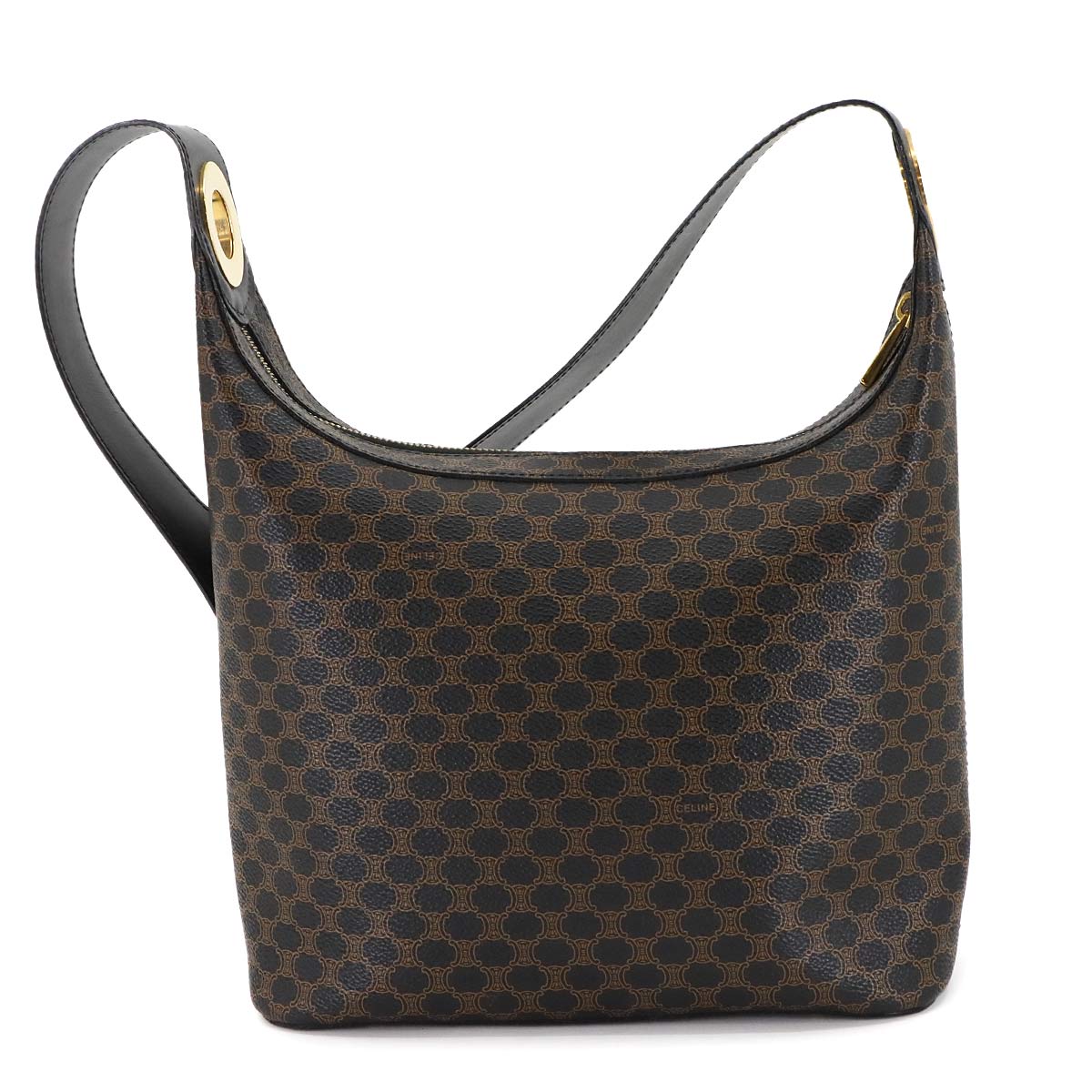 Macadam Shoulder Bag PVC Leather Black Brown Vintage Purse