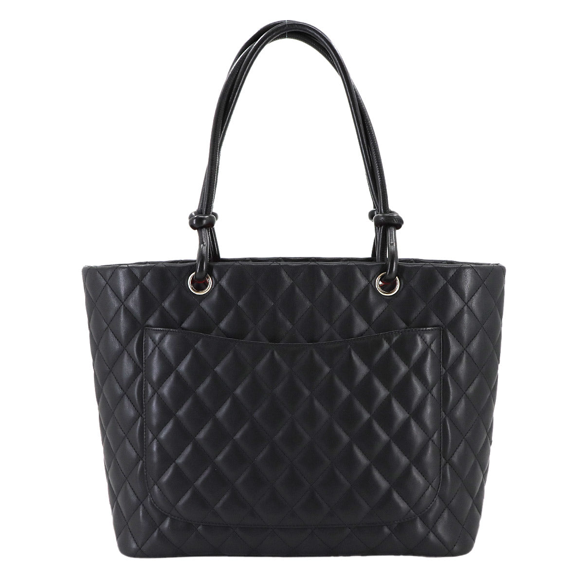 Cambon Line Large Tote Bag Leather Black White A25169 Purse