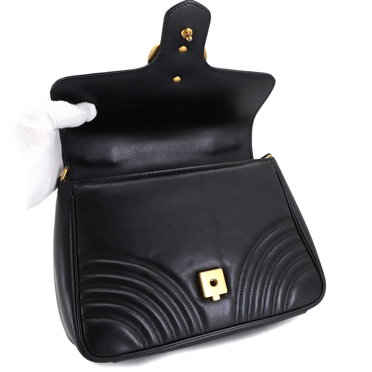 GG Marmont Small Top Handle Bag Hand Shoulder Bag Black 498110