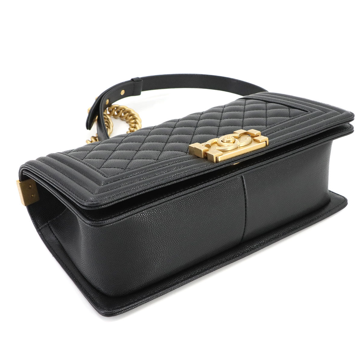 BOY CHANEL Chain Shoulder Bag Leather Black A67086 Purse