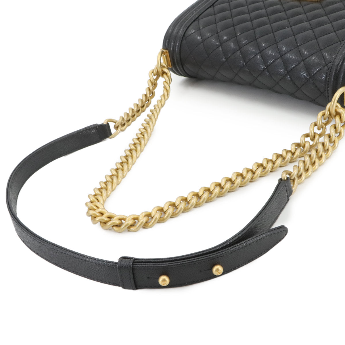 BOY CHANEL Chain Shoulder Bag Leather Black A67086 Purse